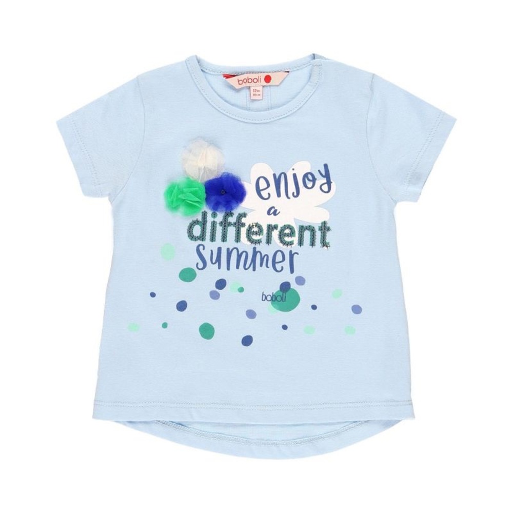 Blue Short Sleeve Tees with Graphic Designs